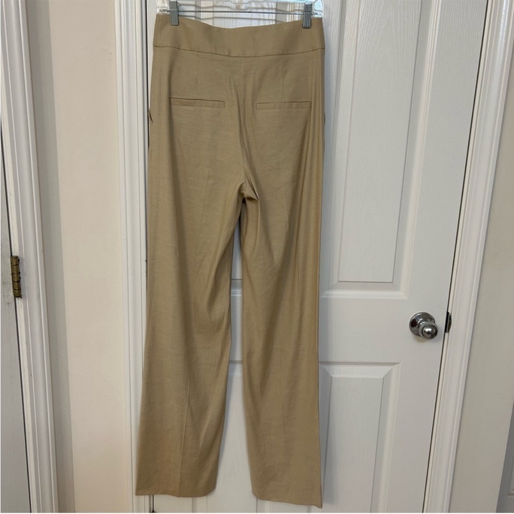 Veronica Beard Cruz Pintuck Linen Blend Pants in Stone Khaki Size 2 - Picture 6 of 9